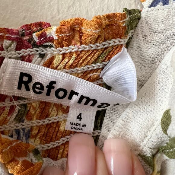 Reformation Nikita dress bouquet white floral size 4 100% viscose DR - Picture 8 of 11